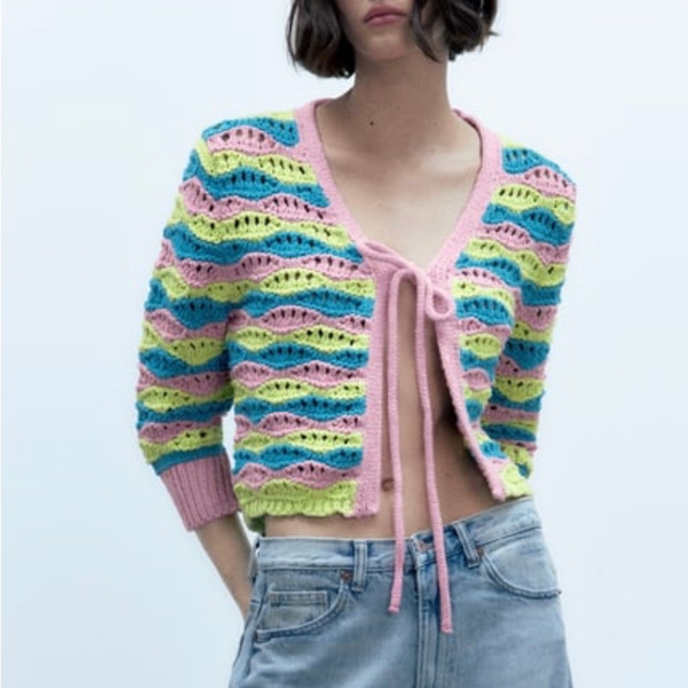 ZARA NWT STRIPED KNIT CARDIGAN M